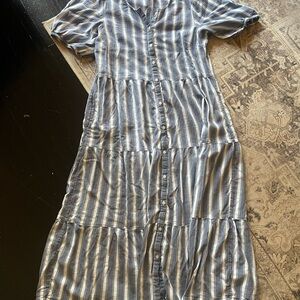 Old Navy Striped Blue and White Button-Down Dress Size M